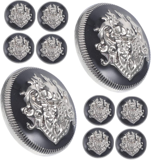 10pcs Metal Buttons Silver Buttons Metal Snap Buttons Black Trim DIY Sewing Buttons Sewing Buttons for Clothes Blazer Buttons Women Durable Sewing...