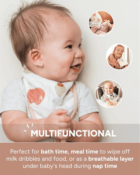 Nightingale Baby Washcloths, Rayon from Bamboo Baby Clothes Organic Wash Cloths with Cotton, Newborn Bath Essentials, Burping Cloths for Babies, F...