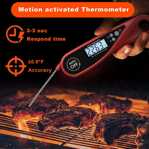 Digital Meat Thermometer, Instant Read Cooking Thermometer with Backlight, Magnet, Waterproof & Foldable, Fast & Precise, Ideal for Deep Fry, BBQ ...