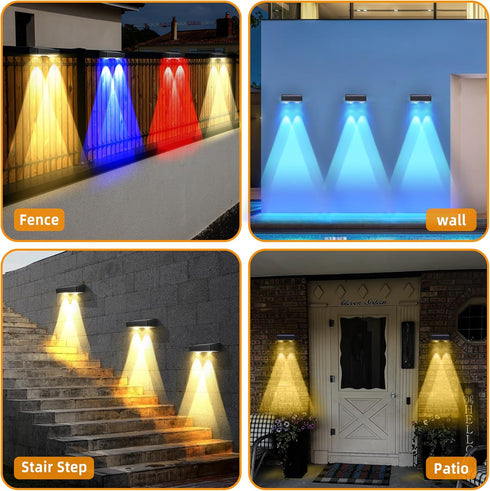 Warm White Solar Fence Lights Outdoor Waterproof Led,Step Lights Solar Powered Fence Light for Wall,Fence,Yard,Pool,Stairs. (4 * 1.68 * 1.57in-2)...