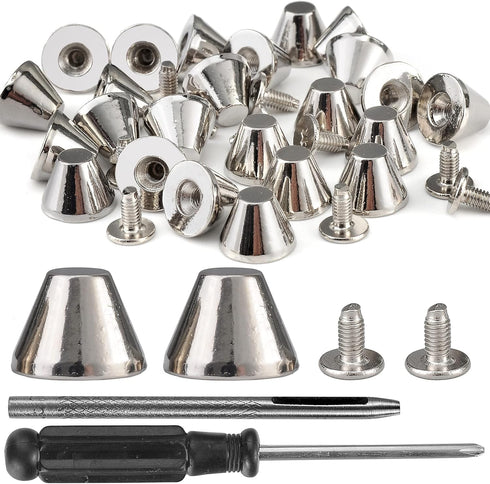 YORANYO 30 Sets 5/16" Height Spikes and Studs 8MM Handbag Feet Silver Color Barrel Spikes Screw Back Punk Studs and Spikes Kit for Clothing Shoes ...