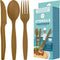 EQUO Sugarcane Disposable Utensil Set (Pack of 30 Forks, Spoons, Knives - 10 each) - Plastic-free, Home-compostable, Heat-safe utensils for Partie...