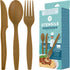 EQUO Sugarcane Disposable Utensil Set (Pack of 30 Forks, Spoons, Knives - 10 each) - Plastic-free, Home-compostable, Heat-safe utensils for Partie...