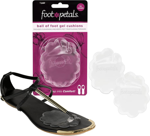 Foot Petals Ball of Foot Cushions, Long Lasting Pain Relief, Women's High Heel Insert 1 Pair, Gel-w/Toe Post, Medium...