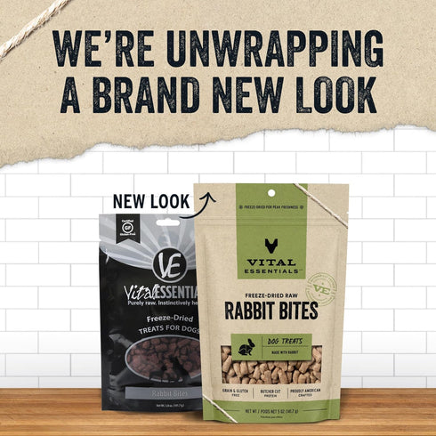 Vital Essentials Freeze Dried Raw Whole Animal Dog Treats, Rabbit Bites, 5 oz...