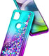 NZND Case for Motorola One 5G Ace (One 5G UW Ace) with Tempered Glass Screen Protector (Maximum Coverage), Sparkle Glitter Flowing Liquid Women Gi...