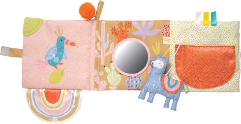 Manhattan Toy Llama Themed Soft Baby Activity Book with Squeaker, Crinkle Paper and Baby-safe Mirror Small...