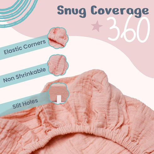 100% Muslin Changing Pad Cover Pack of 2-32x16 Ultra Soft 120GSM Baby Changing Pad Covers for Girls and Boys - Easy wash Diaper Changing pad Cover...