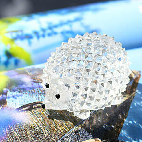 H&D HYALINE & DORA Cut Clear Crystal Hedgehog Animal Figurine Collection Glass Ornament...
