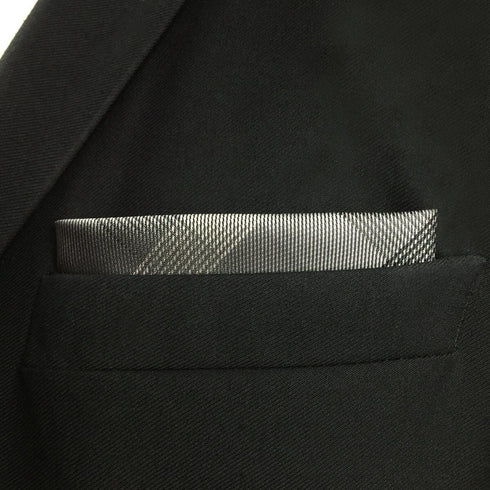 S&W SHLAX&WING Ties for Men Necktie Gray Check Extra Long Matching Pocket Square...