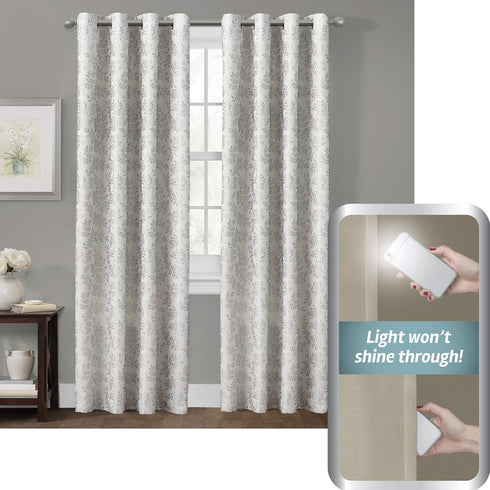 Zenna Home 100% Blackout Window Curtain, Everly Room Darkening, Easy to Install with Grommet Top (1 Panel), 50 inches x 84 inches, Silver...