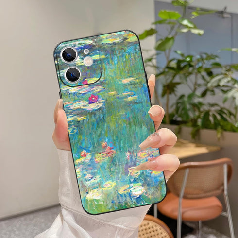 Retro Floral Phone Case for iphone 11, Water Lilies by Monet Green Landscape Aesthetic Art iphone Case, Shockproof Protection...