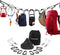 Campsite Storage Strap with 19 Separated Loops for Hanging Camping Equipment, Gear and Supplies | Includes Carabiner Hooks and Clothes Pins | Dura...