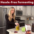 Fermenting Lids for wide mouth mason jars. 4 waterless airlock fermentation lids kit. Easy Grip fermenter lid with Oxygen Pump automatically Vents...