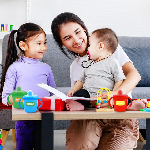 Just Baby'd Sip'n Learn Labels - Learn Days of the Week and Colors of the Rainbow - Weekly Labels for Toddlers - Dual Learning & Education Tool - ...