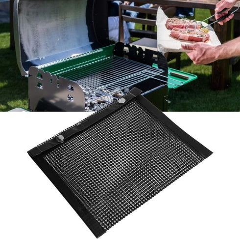 Grill Mesh Bag, Non-Stick BBQ Mesh Grill Bags, High Temperature Resistance Grilling PTFE Bag Reusable Barbecue Bags Indoor Outdoor Charcoal Barbec...