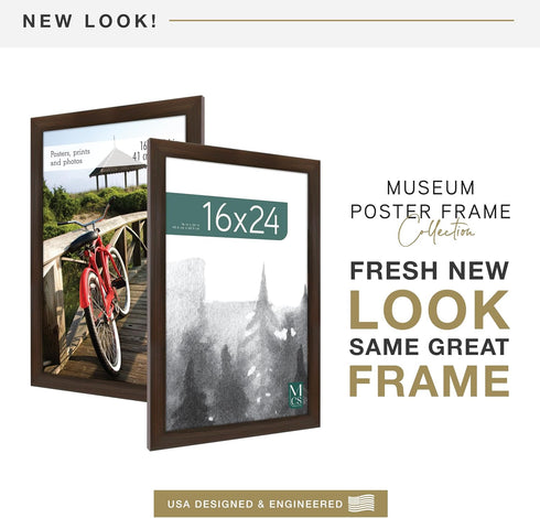 MCS Museum Poster Frame 16x24 Espresso Woodgrain, Vertical & Horizontal Wall Hanging Large Picture Frame for Photos, Posters & Art Prints (1-Pack)...