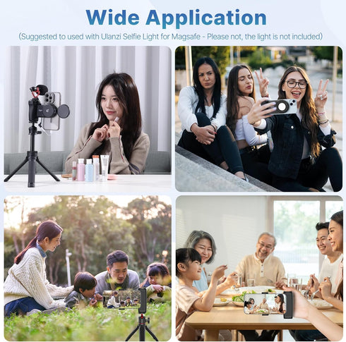 ULANZI Selfie Phone Tripod Mount MA35, 2-in-1 Magnetic & Phone Clip Camera Grip Handle Holder with Detachable Remote Shutter with Cold Shoe Adapte...