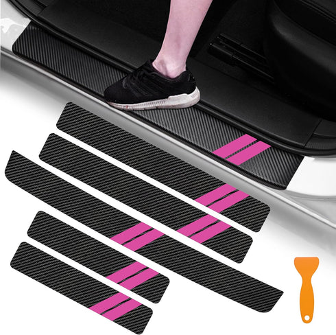 5PCS Door Sill Guard Decoration Stickers for Dodge Charger Challenger Durango Journey Universal Fit to All Dodge Cars Fiber Leather Door Sill Prot...