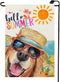 Dog Hello Summer Garden Flag 12x18 Inch Double Sided Beach Sun Hat Golden Retriever With Sunglasses Seasonal Outdoor Decor Small Flags Outside Dec...