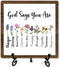 Christian Desk Decor, God Says You Are Wooden Sign With Iron Stand, Bible Verse Sign Gifts For Women Friends Besties, Floral Religious Desk Sign F...