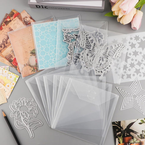 20 Pcs 6.4x6.4inch Stamp & Die Storage Pockets Resealable Clear Plastic Seal Bags Storagefor Cutting Dies Stamp Crafts for DIY Scrapbooking Paper ...