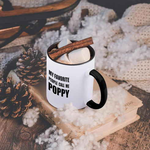 3dRose mug_232518_4 "My Favorite People Call Me Poppy - fun black text design for grandpa" Two Tone Mug, 11 oz, Black...