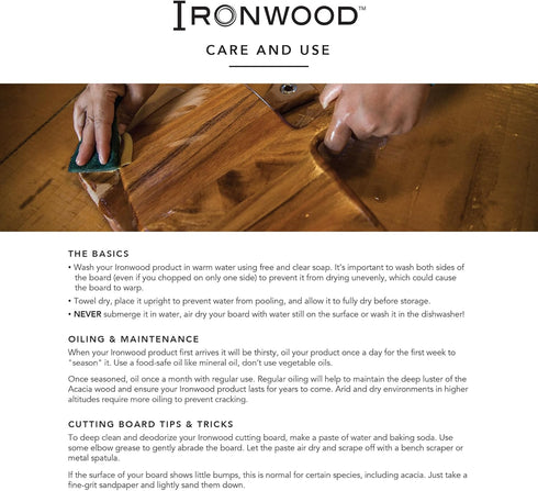 Ironwood Gourmet Large End Grain Prep Station Acacia Wood Cutting Board, 14 x 20-Inch, Brown...