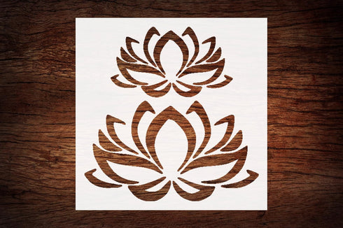 Reusable Lotus Flower Stencil 5.5" x 5.5" - Serene Botanical Design for Peaceful Crafts...
