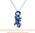 Handmade Large Blue Lizard Art Glass Blown Animal Figurine Pendant Necklace Jewelry...