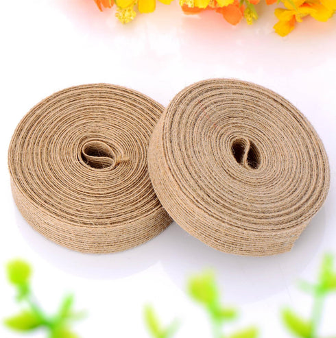 Pangda 2 Rolls Natural Burlap Fabric Ribbon Wedding Events DIY Craft Ribbon Brown Rustic Ribbon for Floral Garland Scrapbook Wrapping Home Decor, ...