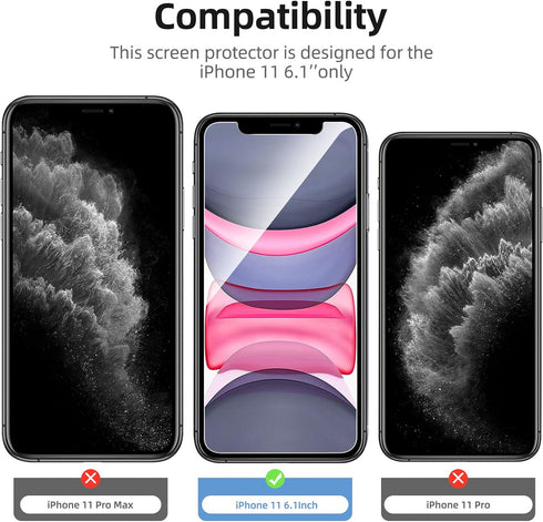 NEW'C 4 Pack, 2 Pack Screen Protector for iPhone 11 + 2 Pack Camera Lens Protector, Sensor Protection,Case Friendly Tempered Glass Film...