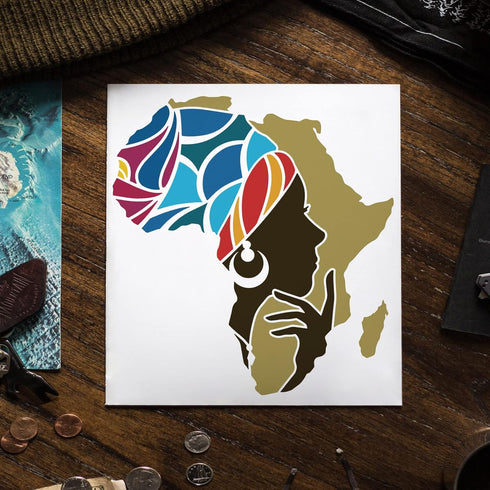 FINGERINSPIRE Woman Stencil 11.8x11.8inch Hollow Out Painting Stencil African Map Template Washable Stencil Plastic PET Drawing Template Square St...