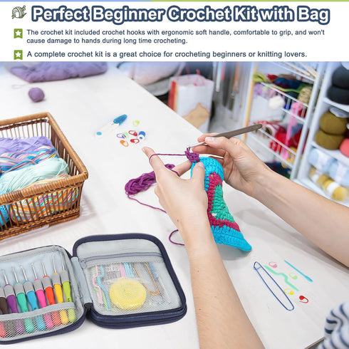 Katech 85-Piece Crochet Hooks Set, Crochet Hook Kit with Storage Case, Ergonomic Knitting Needles Weave Yarn Kits DIY Hand Knitting Craft Art Tool...
