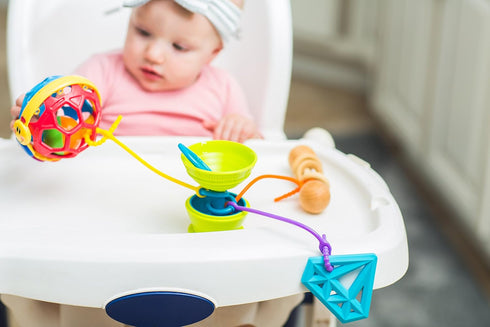 Suction Cup High Chair Toys Holder | 3 Toy Tethers Keep Toys from Falling | Holds Teethers, Snack Cups | for Babies 6-12 Months | Perfect for Trav...
