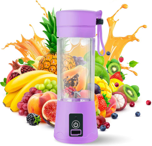 Portable Blender - Compact and USB Rechargeable Personal Travel Blenders for Smoothies, Shakes and Ice - Mini Fruit Juice Mixing Shaker Bottle - 3...