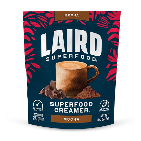 Laird Superfood Non-Dairy Coffee Creamer Mocha, Shelf-Stable Superfood Non-Dairy Powder Creamer, Gluten Free, Non-GMO, Vegan, 8 oz. Bag, Pack of 1...