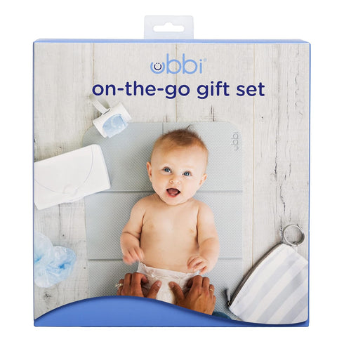 Ubbi On-The-Go Gift Set, Baby Essentials, Includes Portable Changing Pad, Wipe Dispenser, and Bag Dispenser, Newborn Baby Essential...