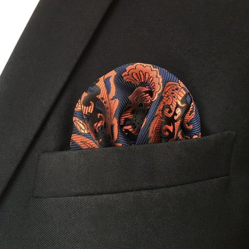 S&W SHLAX&WING Orange Blue Pocket Square for Men Fashion Large Handkerchief...