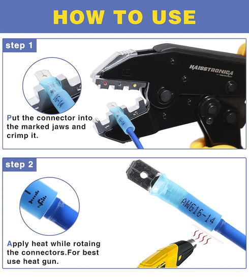 haisstronica 260PCS Heat Shrink Spade Connectors-Electrical Wire Connectors-Quick Disconnect Connectors -Female and Male Spade terminlas for Water...