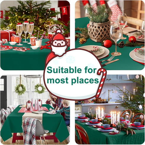 Hiasan Square Tablecloth - Waterproof Washable Polyester Table Cloth for Dining Room Birthday Party, Emerald Green, 54 x 54 Inch...