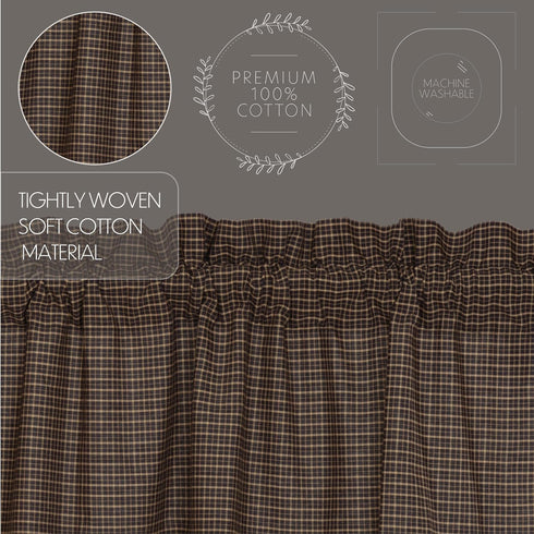 VHC Brands 7172 Kettle Grove Plaid Balloon Valance 15x60 Curtains, Country Black...