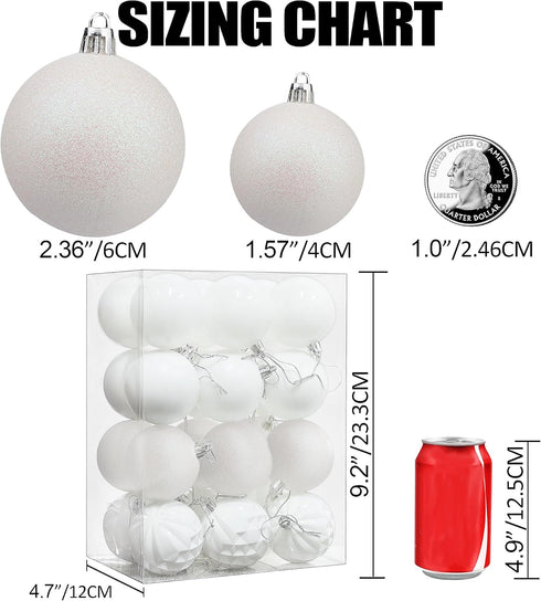 Lulu Home Christmas Ball Ornaments, 24 Ct 2.36" Pre-Strung Hanging Ornament Decorations, Xmas Shatterproof Plastic Balls for Holiday Party Wreath ...