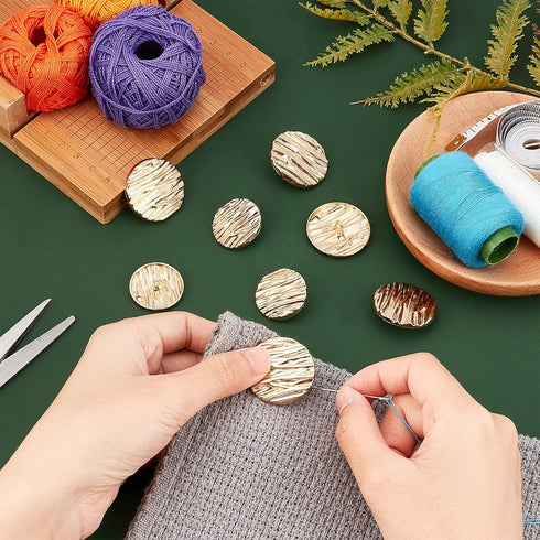 AHANDMAKER 32 Pcs Alloy Shank Button, Metal Flat Button, Gold Blazer Buttons, Sewing Button for Jacket Suit Woolen Coat Shirt Trousers Sewing DIY ...