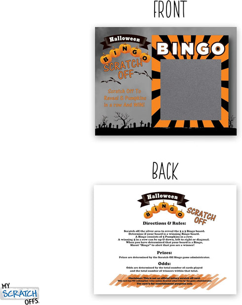 My Scratch Offs - 26 Pack Halloween Bingo Scratch Off Game Cards for Party Favors, Business Promotion, Prizes, Rewards, School Supplies & Family G...