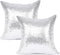 YOUR SMILE Pack of 2, New Luxury Series Silver Decorative Glitzy Sequin & Comfy Satin Solid Throw Pillow Cover Cushion Case for Wedding/Christmas,...