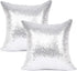 YOUR SMILE Pack of 2, New Luxury Series Silver Decorative Glitzy Sequin & Comfy Satin Solid Throw Pillow Cover Cushion Case for Wedding/Christmas,...