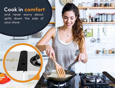 Linda’s Essentials Silicone Stove Gap Covers (2 Pack), Heat Resistant Oven Gap Filler Seals Gaps Between Stovetop and Counter, Easy to Clean Stove Gap Guard (21 Inches, White)