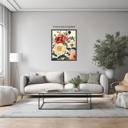 Posterizer 1 pcs-pink and yellow flowers for chic home decor-Floral & Botanical Art-Abstract & Modern Art-Decor for Home & Office- UNFRAMED Wall A...