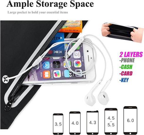 Fanny Packs for Women, Waterproof Fanny Pack for Men, Adjustable Running Belt Waist Pack Slim Expandable Pocket Belt Black, iPhone Running Holder ...